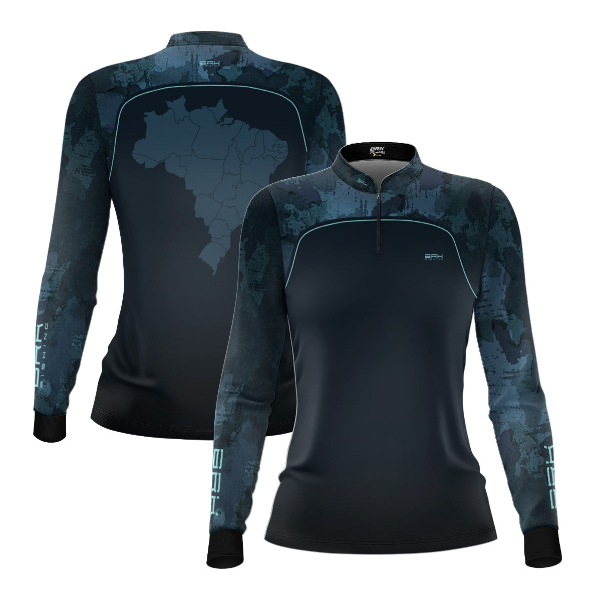 Camisa Agro Feminina Brk Camo Mapa Mundi com Proteção UV50+ - Brk Fishing