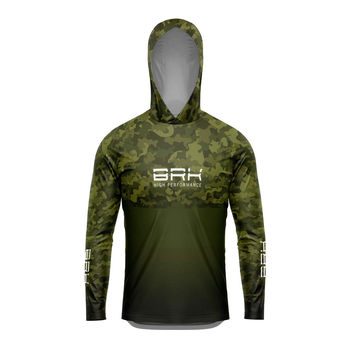 Camisa de Pesca com Capuz Brk Camuflada Verde 2 com Proteção Solar UV50+ - Brk Fishing