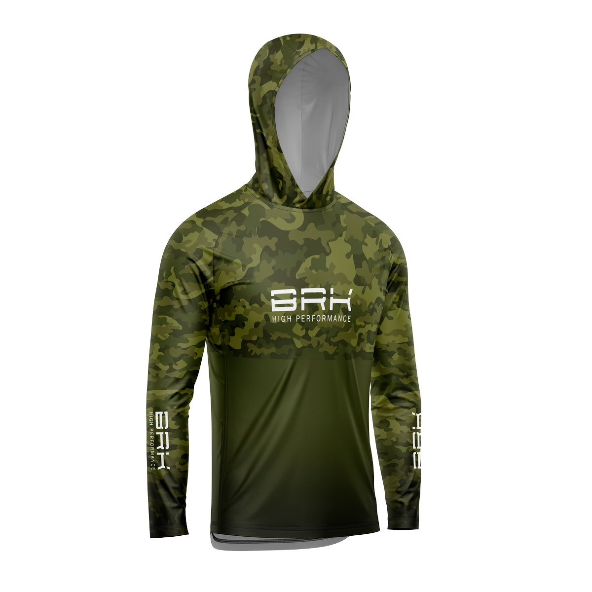 Camisa de Pesca com Capuz Brk Camuflada Verde 2 com Proteção Solar UV50+ - Brk Fishing