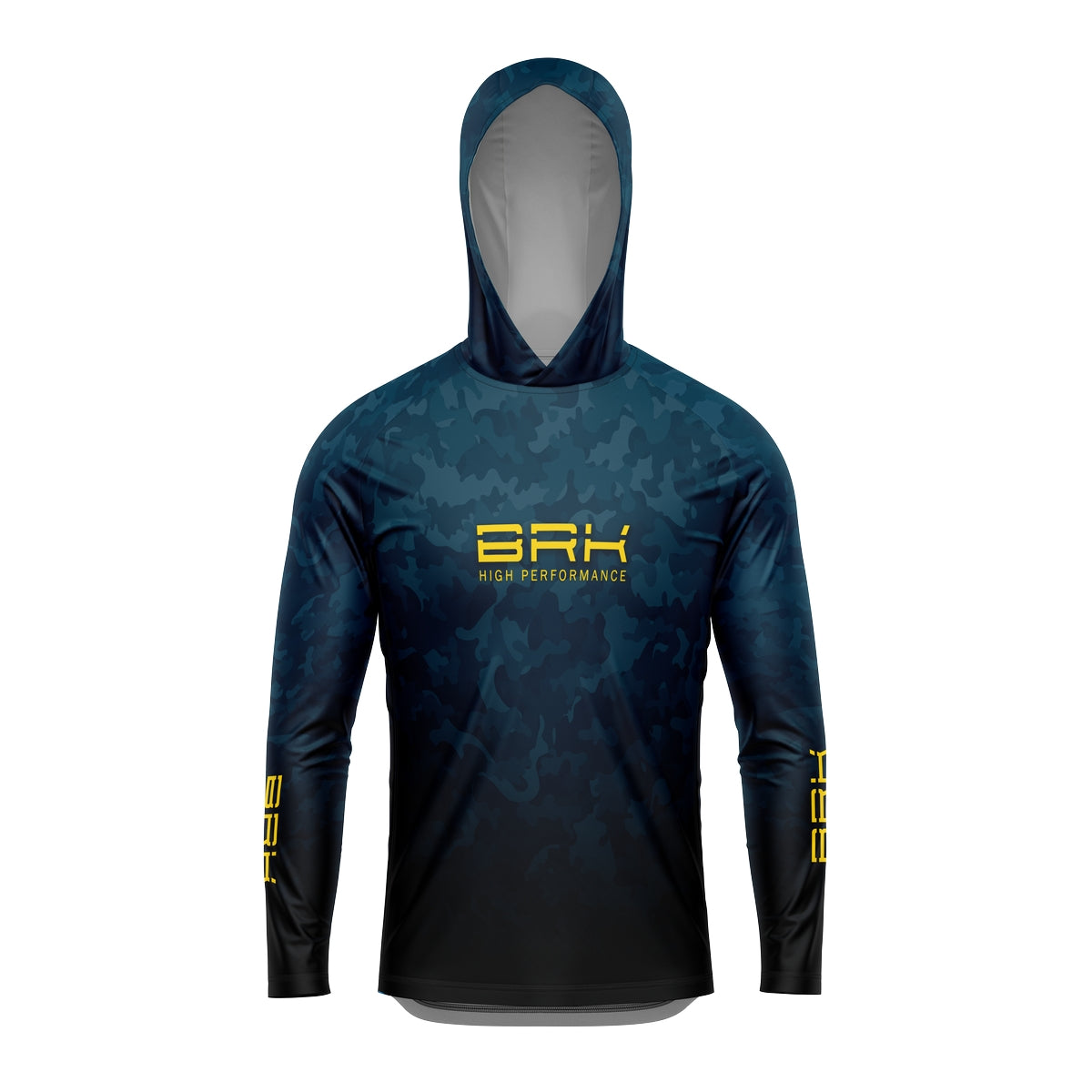 Camisa de Pesca com Capuz Brk Camuflada Azul com Proteção Solar UV50+ - Brk Fishing