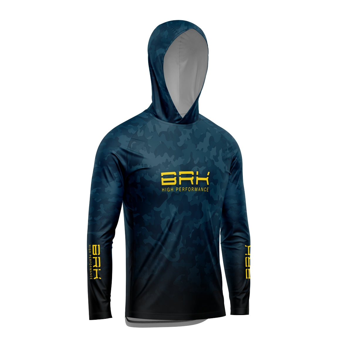 Camisa de Pesca com Capuz Brk Camuflada Azul com Proteção Solar UV50+ - Brk Fishing