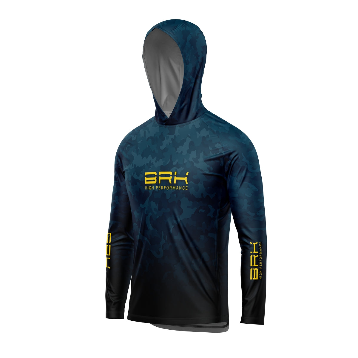 Camisa de Pesca com Capuz Brk Camuflada Azul com Proteção Solar UV50+ - Brk Fishing