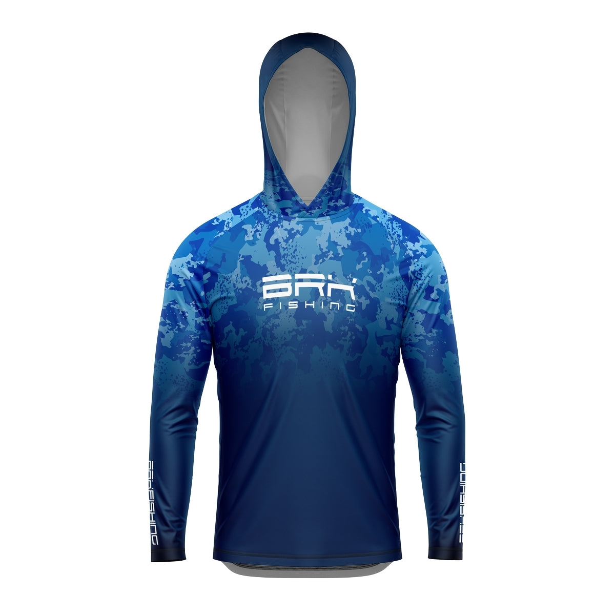 Camisa de Pesca com Capuz Brk Azul Camuflado com Proteção Solar UV50+ - Brk Fishing
