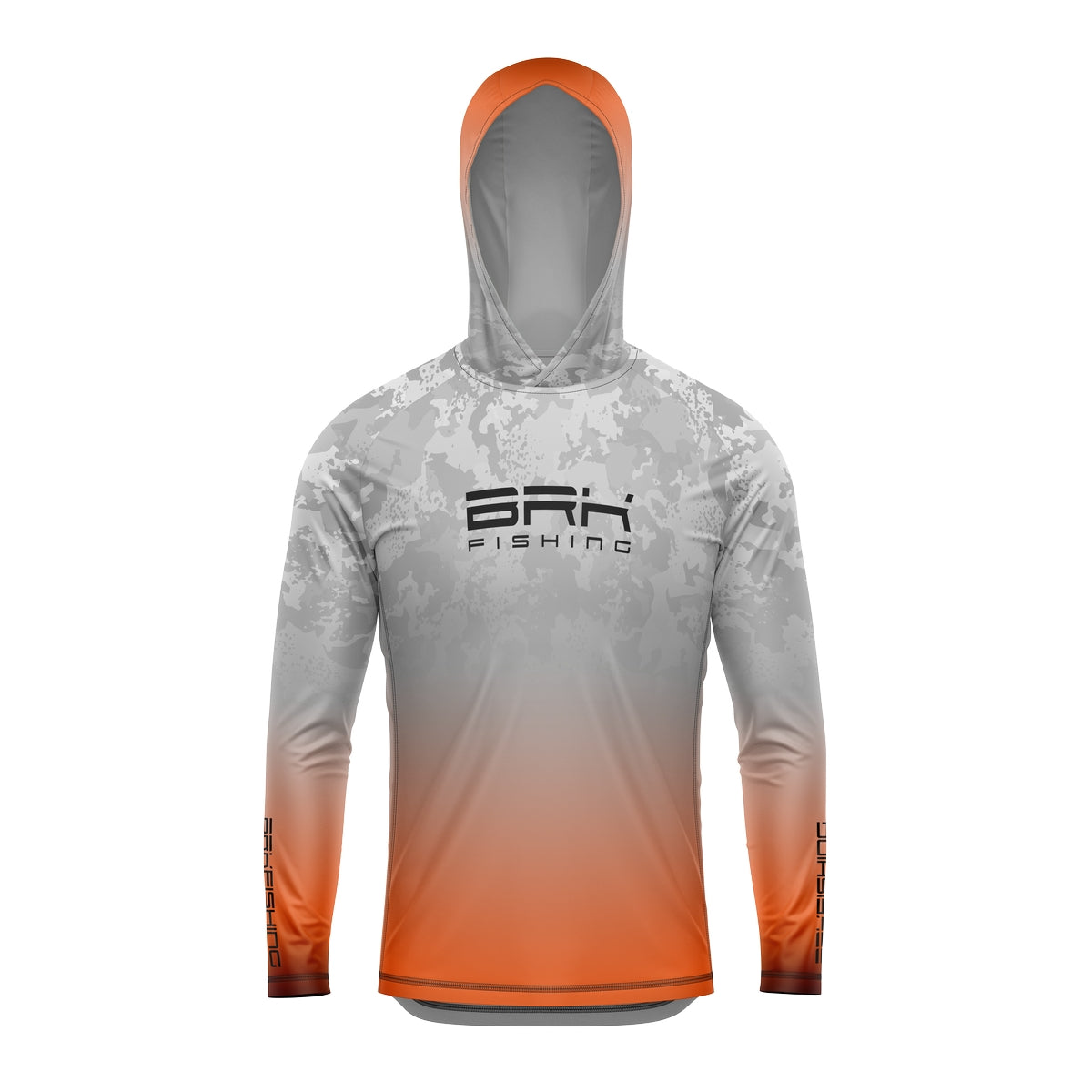 Camisa de Pesca com Capuz Brk Branco Camuflado e Laranja com Proteção Solar UV50+ - Brk Fishing