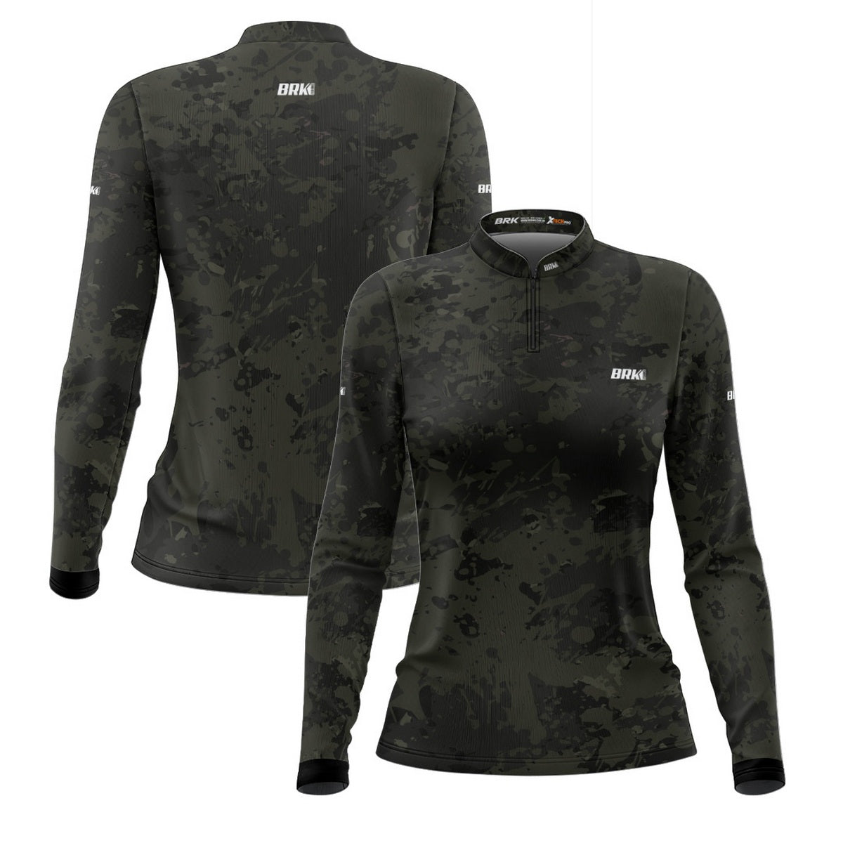 Camisa de Pesca Feminina Brk Camuflada Preta com UV50+ - Brk Fishing