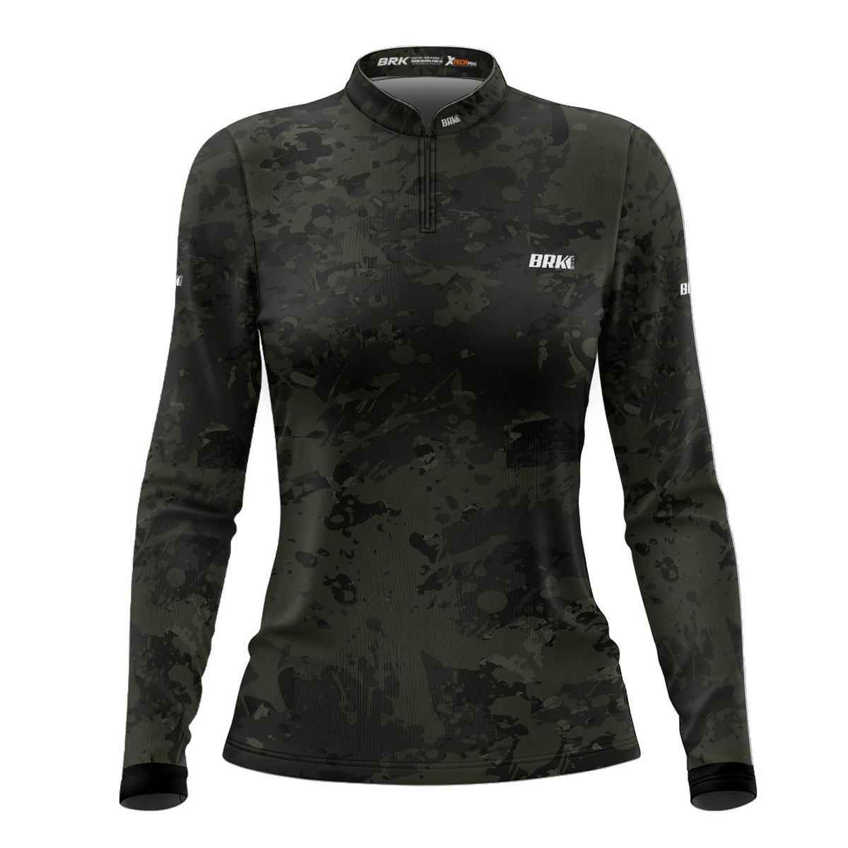Camisa de Pesca Feminina Brk Camuflada Preta com UV50+ - Brk Fishing