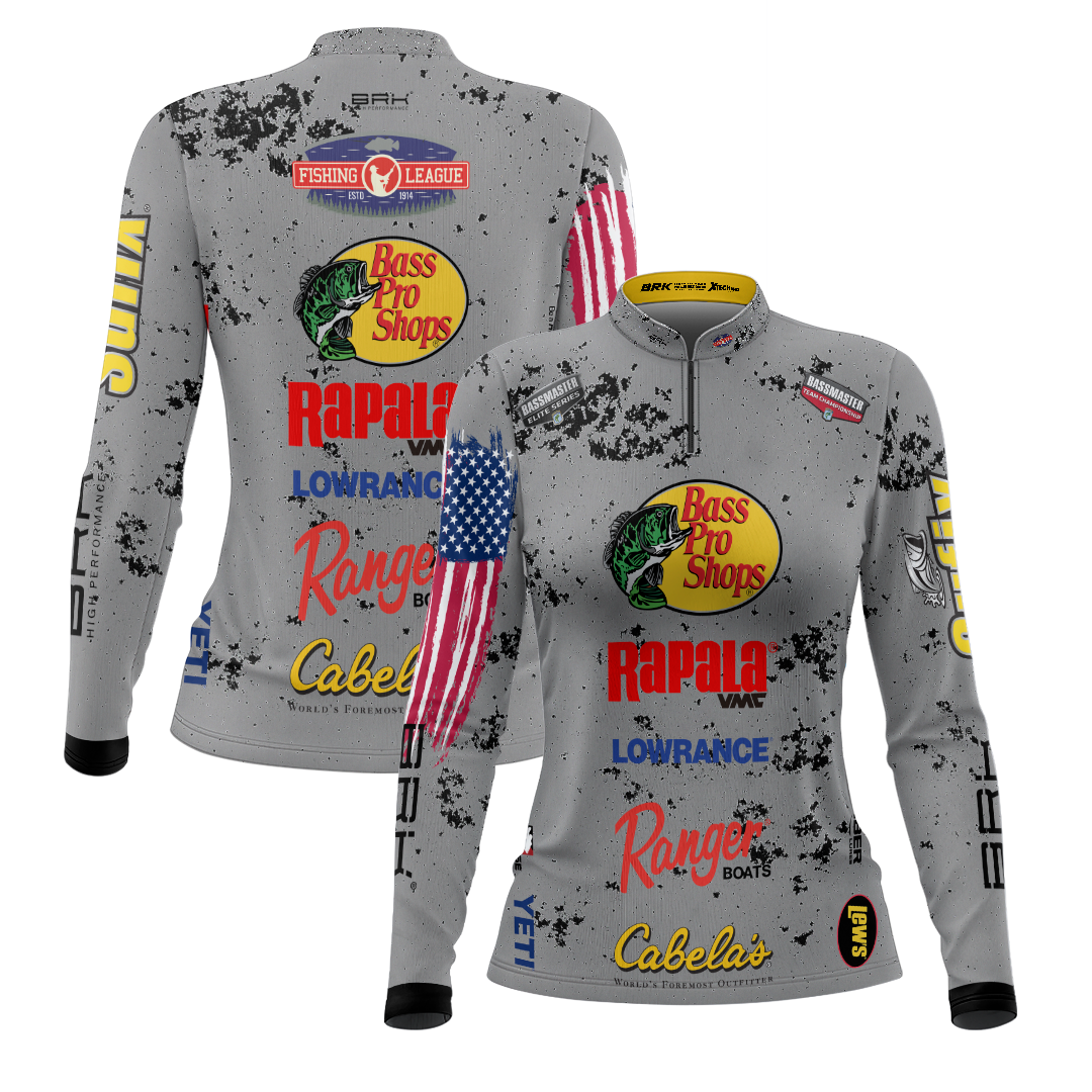 Camisa Feminina Brk Competition Bass Pro Shops Cinza Brk Fishing