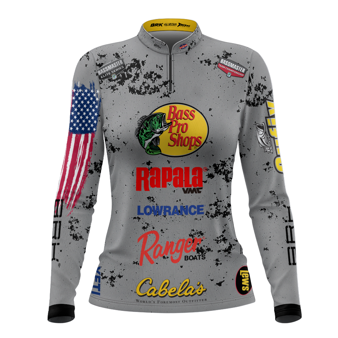 Camisa Feminina Brk Competition Bass Pro Shops Cinza Brk Fishing
