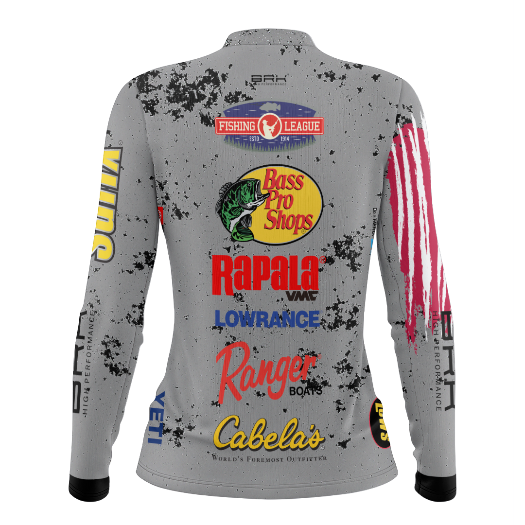 Camisa Feminina Brk Competition Bass Pro Shops Cinza Brk Fishing