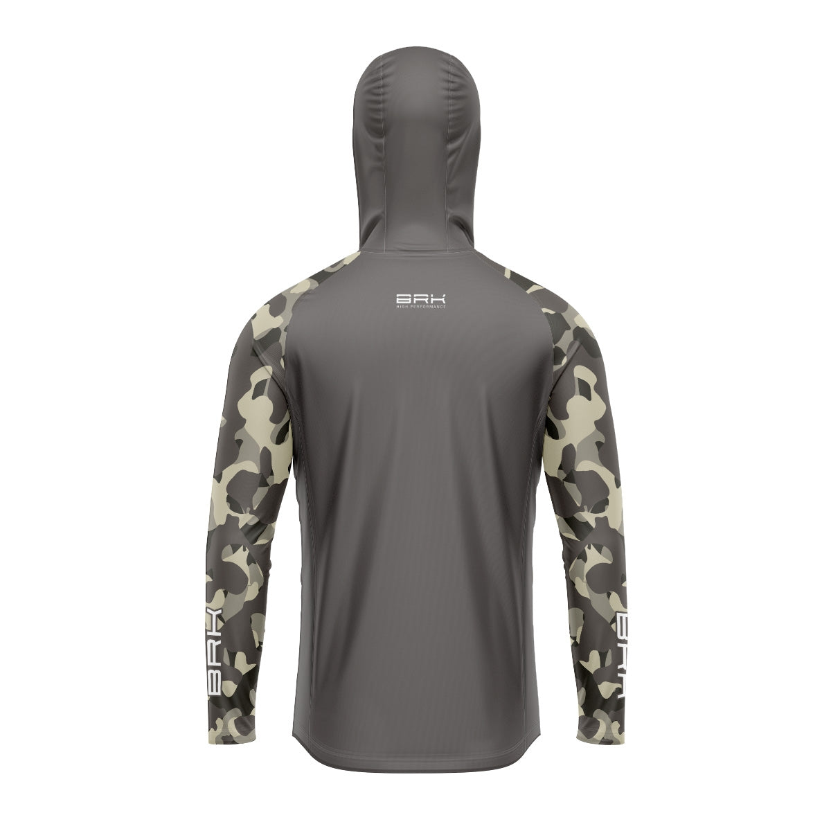 Camisa de Pesca com Capuz Brk Camuflada Cinza Verde com Proteção Solar UV50+ - Brk Fishing