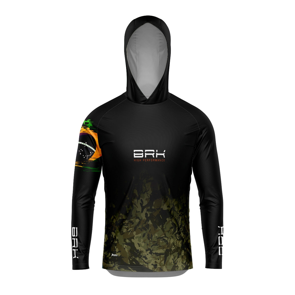 Camisa de Pesca com Capuz Brk Camuflado Preto Brasil com Proteção Solar UV50+ - Brk Fishing
