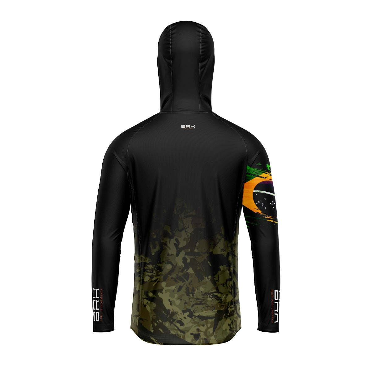 Camisa de Pesca com Capuz Brk Camuflado Preto Brasil com Proteção Solar UV50+ - Brk Fishing