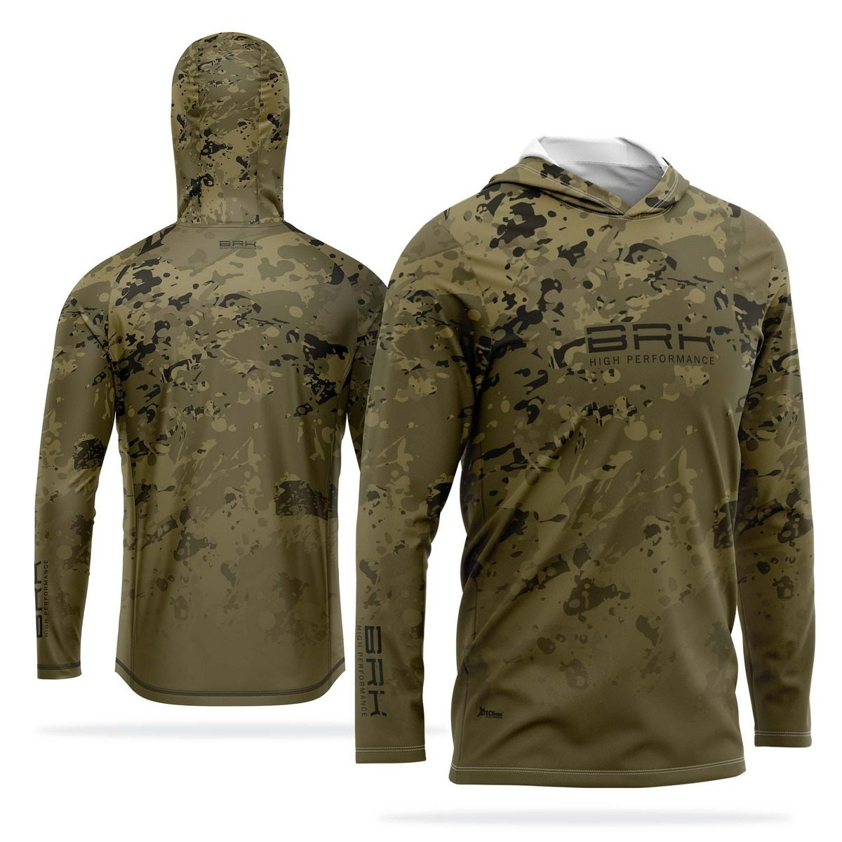 Camisa de Pesca com Capuz Brk Camuflado Verde com Proteção Solar UV50+ - Brk Fishing