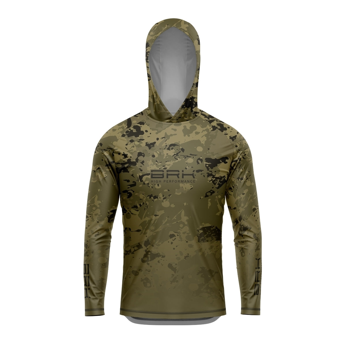 Camisa de Pesca com Capuz Brk Camuflado Verde com Proteção Solar UV50+ - Brk Fishing
