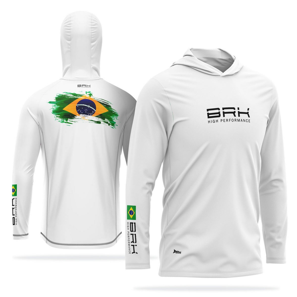 Camisa de Pesca com Capuz Brk Branca Brasil com Proteção Solar UV50+ - Brk Fishing