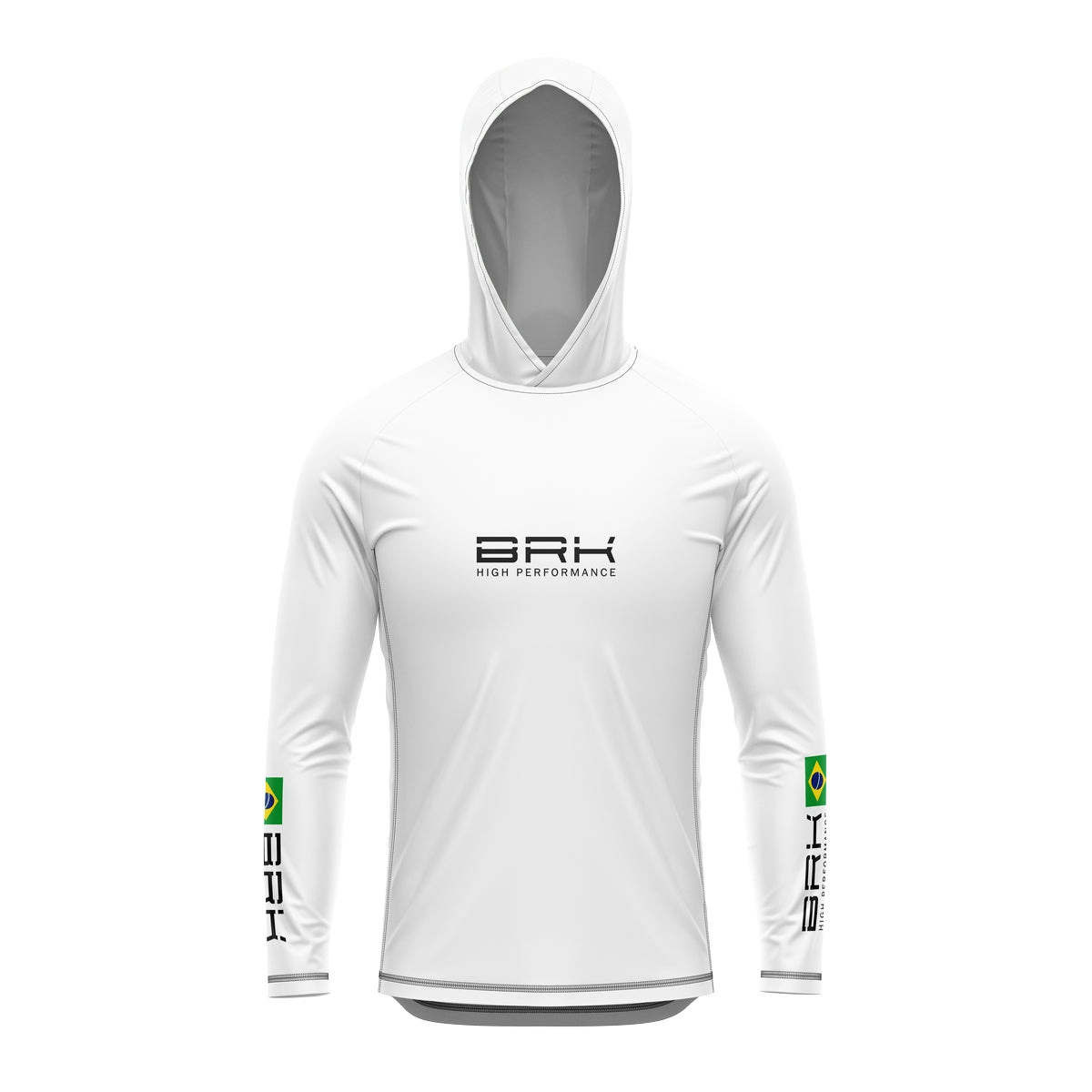 Camisa de Pesca com Capuz Brk Branca Brasil com Proteção Solar UV50+ - Brk Fishing