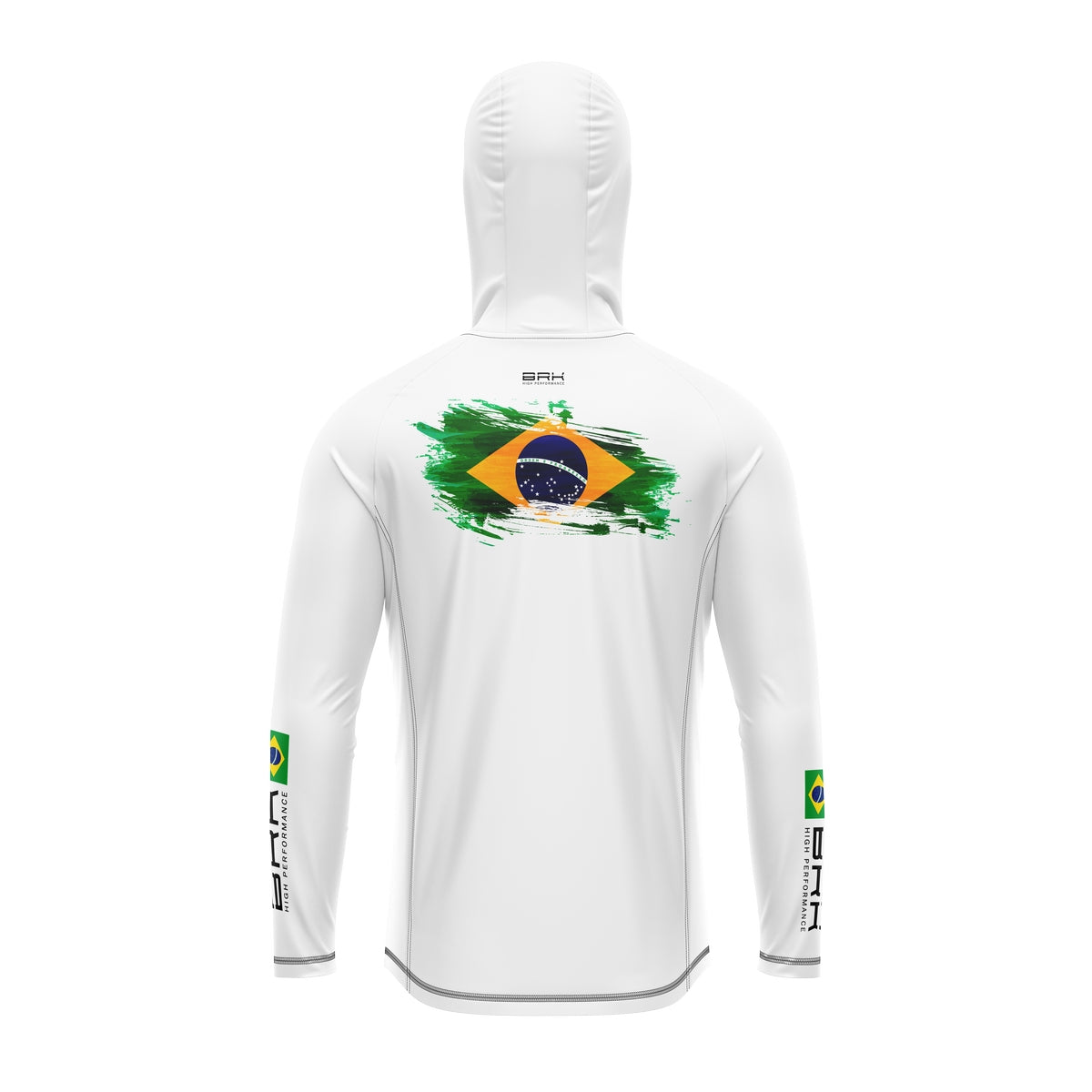 Camisa de Pesca com Capuz Brk Branca Brasil com Proteção Solar UV50+ - Brk Fishing