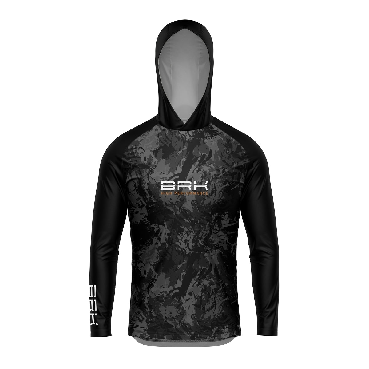 Camisa de Pesca com Capuz Brk Preta Camuflada com Proteção Solar UV50+ - Brk Fishing