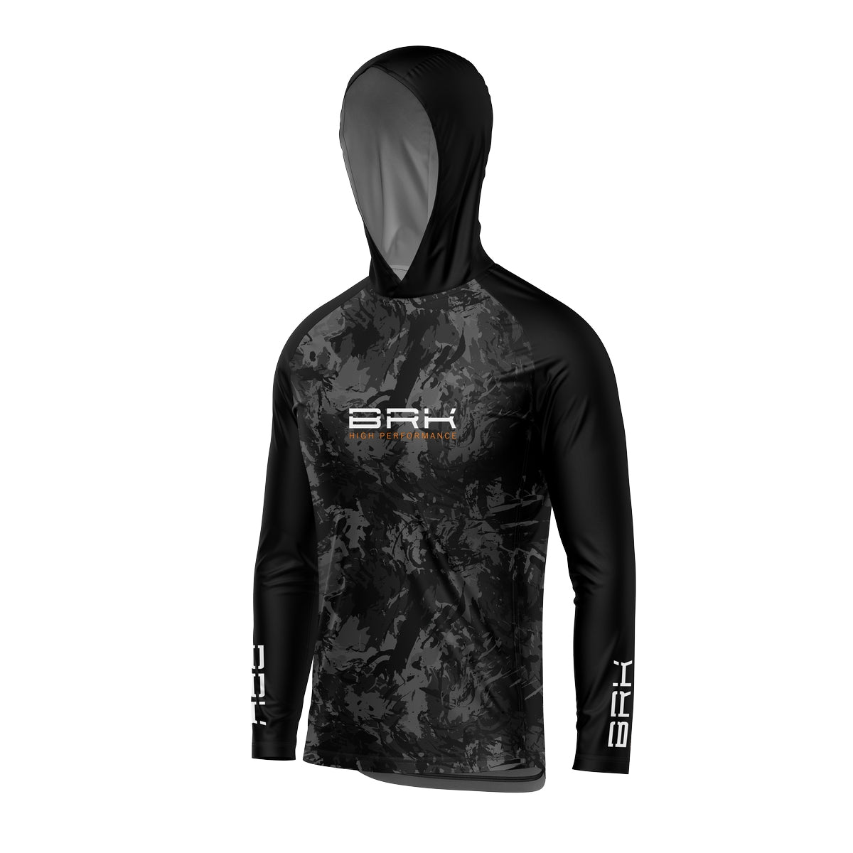 Camisa de Pesca com Capuz Brk Preta Camuflada com Proteção Solar UV50+ - Brk Fishing