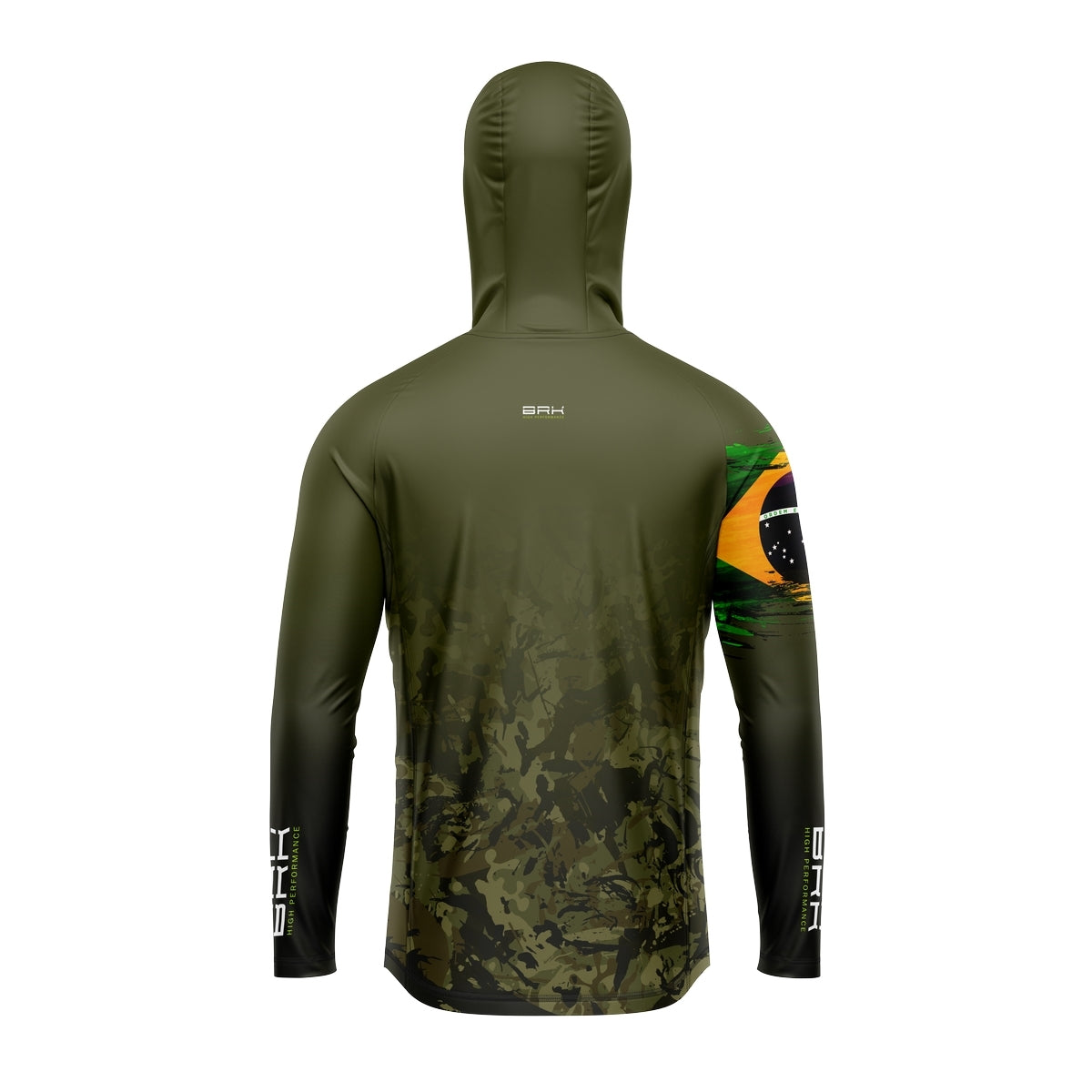 Camisa de Pesca com Capuz Brk Camuflado Verde Brasil com Proteção Solar UV50+ - Brk Fishing