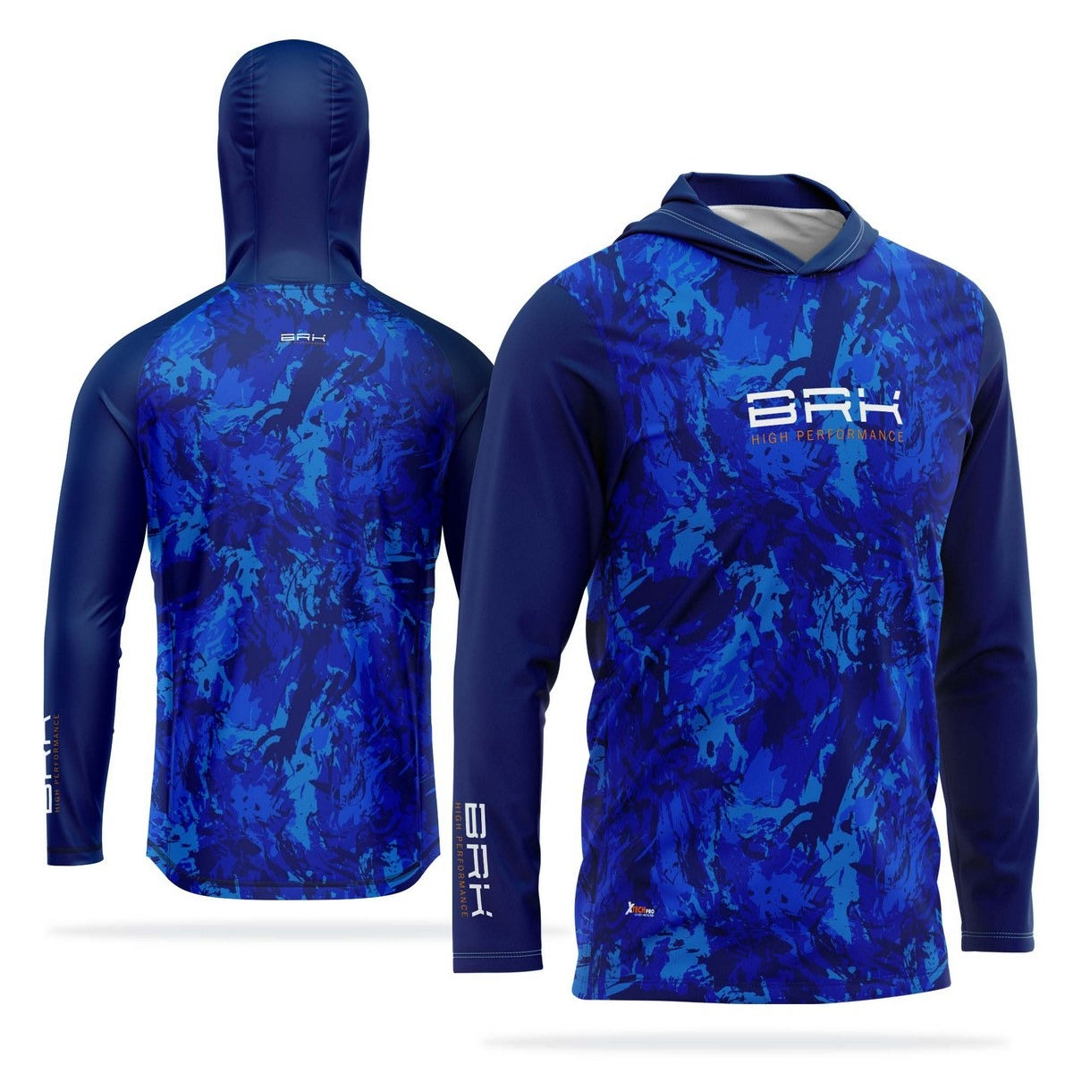 Camisa de Pesca com Capuz Brk Camuflado Azul com Proteção Solar UV50+ - Brk Fishing