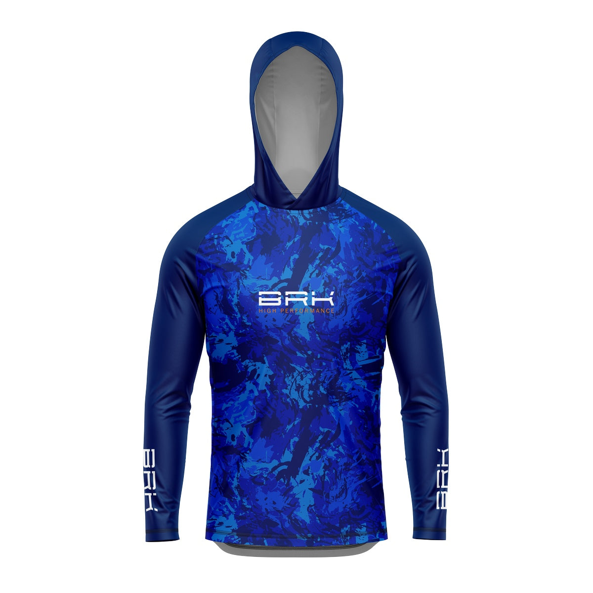 Camisa de Pesca com Capuz Brk Camuflado Azul com Proteção Solar UV50+ - Brk Fishing