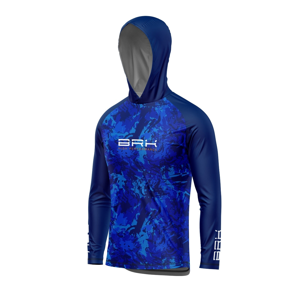 Camisa de Pesca com Capuz Brk Camuflado Azul com Proteção Solar UV50+ - Brk Fishing
