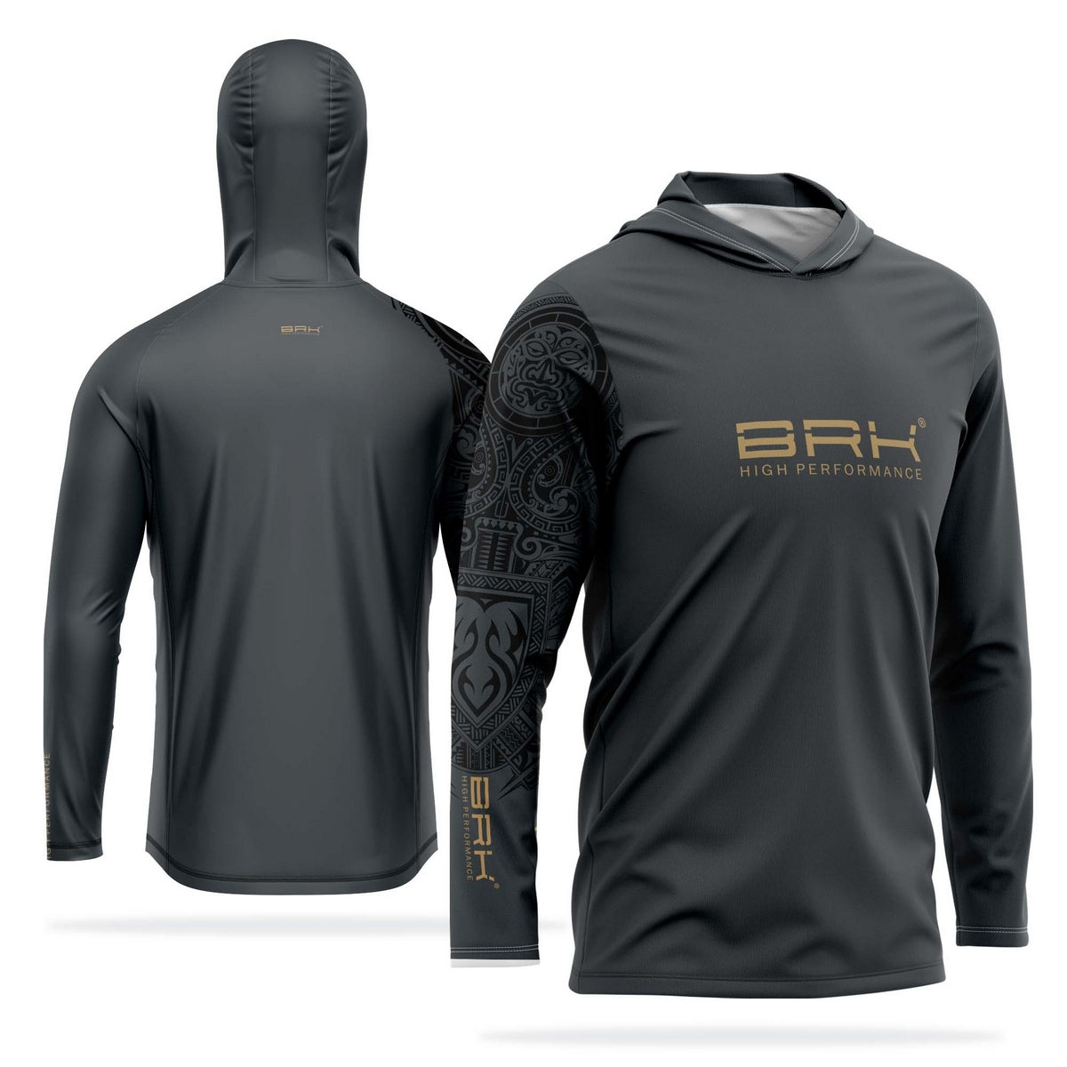 Camisa de Pesca com Capuz Brk Cinza Sport Gear com Proteção Solar UV50+ - Brk Fishing