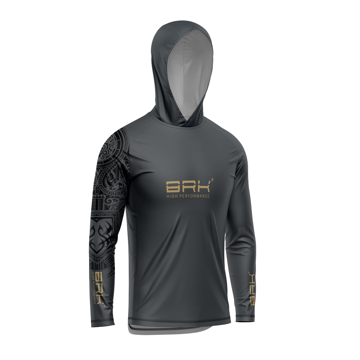 Camisa de Pesca com Capuz Brk Cinza Sport Gear com Proteção Solar UV50+ - Brk Fishing