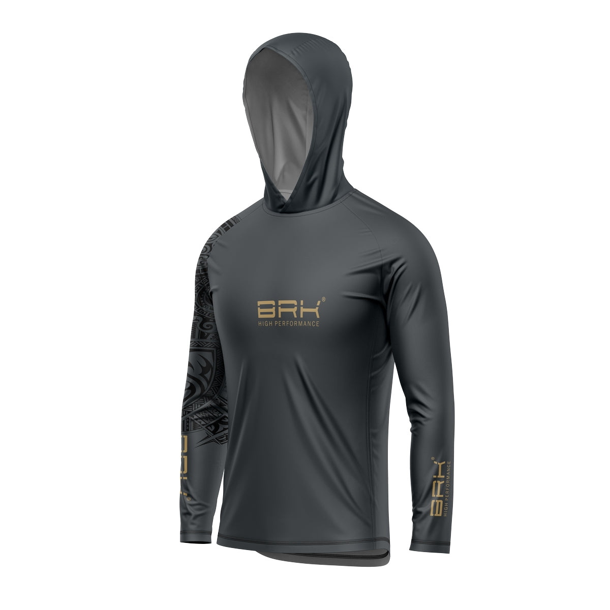 Camisa de Pesca com Capuz Brk Cinza Sport Gear com Proteção Solar UV50+ - Brk Fishing