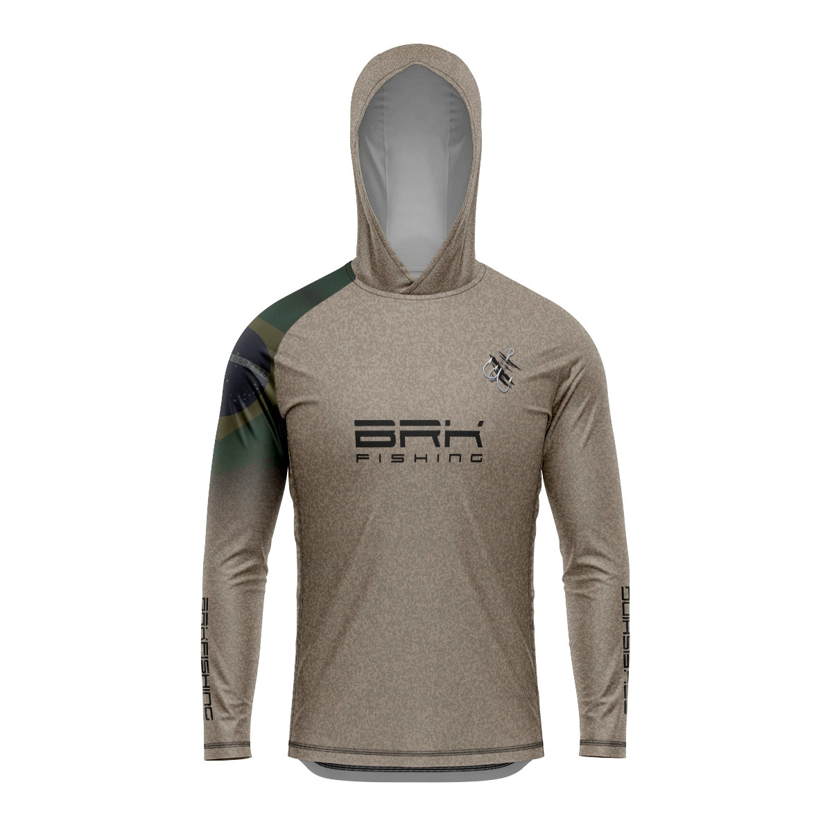 Camisa de Pesca com Capuz Brk Garateia Clean Bandeira Brasil com Proteção Solar UV50+ - Brk Fishing