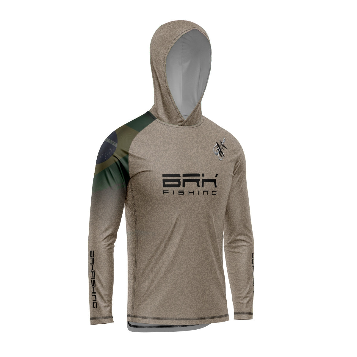 Camisa de Pesca com Capuz Brk Garateia Clean Bandeira Brasil com Proteção Solar UV50+ - Brk Fishing