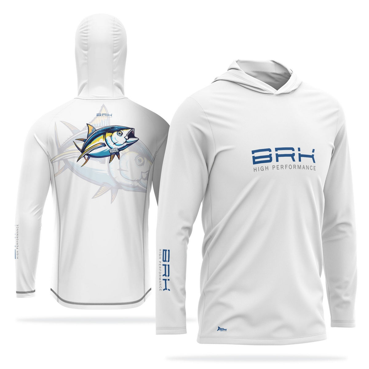 Camisa de Pesca com Capuz Brk Branca Atum com Proteção Solar UV50+ - Brk Fishing