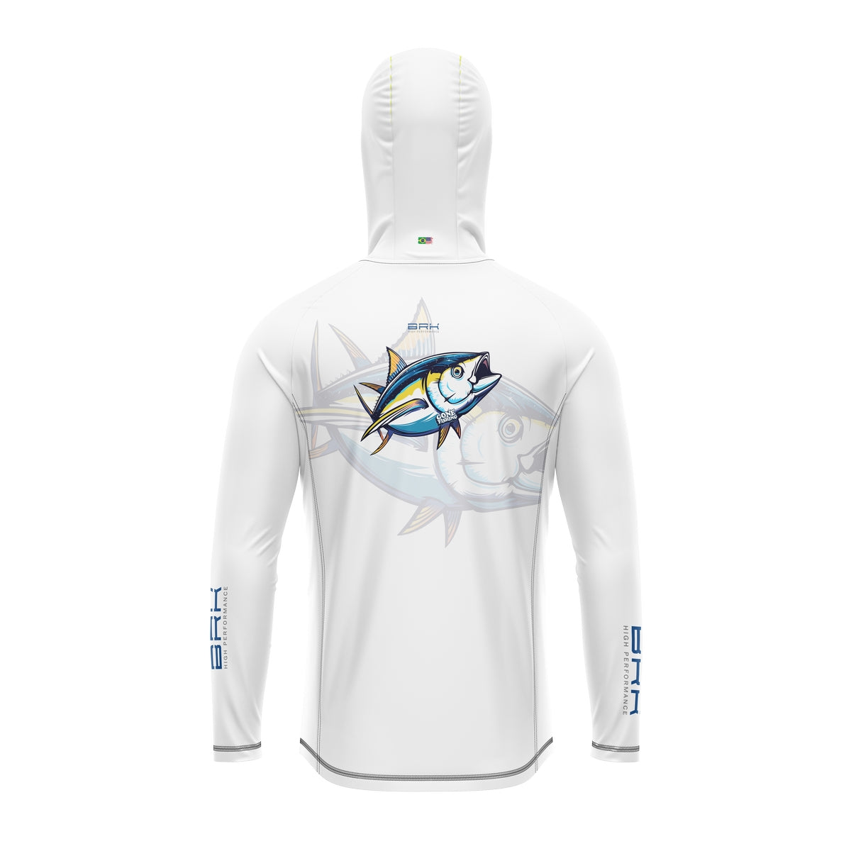 Camisa de Pesca com Capuz Brk Branca Atum com Proteção Solar UV50+ - Brk Fishing
