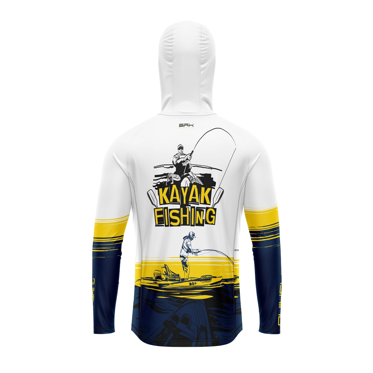 Camisa de Pesca com Capuz Brk Amarela e Azul Kayak Fishing com Proteção Solar UV50+ - Brk Fishing