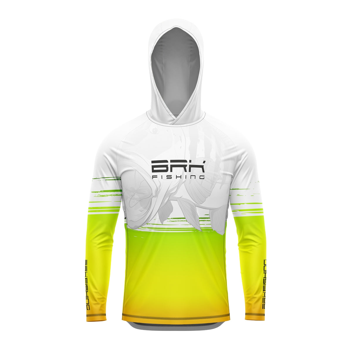 Camisa de Pesca com Capuz Brk Branca e Verde Brk XRAP com Proteção Solar UV50+ - Brk Fishing