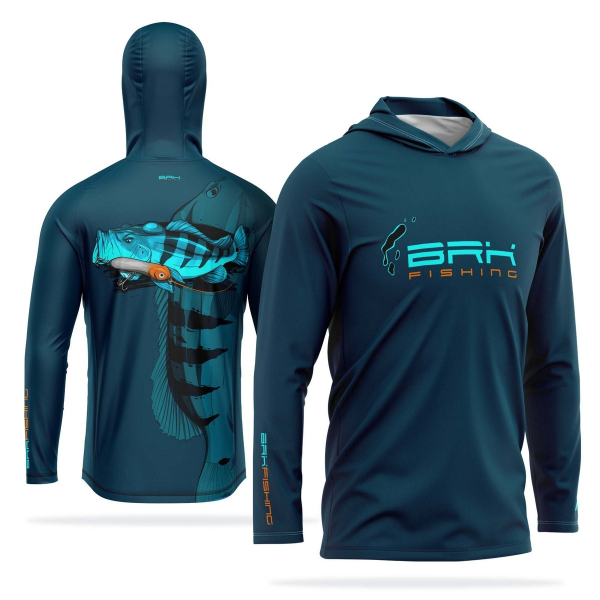 Camisa de Pesca com Capuz Brk Azul Brk Tucunaré Açu com Proteção Solar UV50+ - Brk Fishing