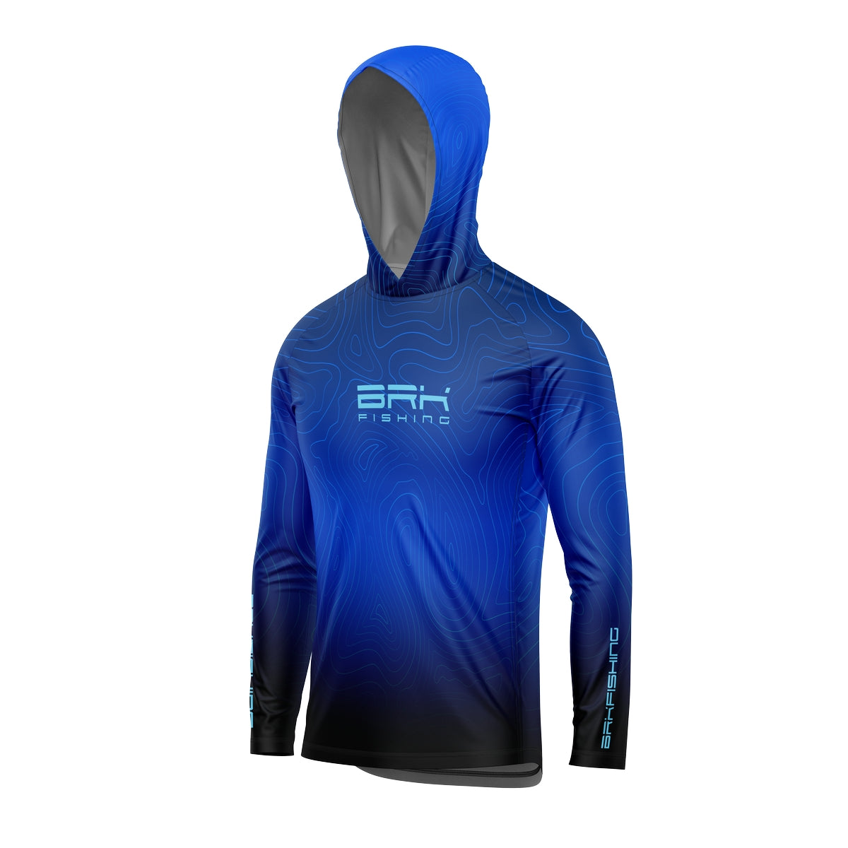 Camisa de Pesca com Capuz Brk Azul Ocean com Proteção Solar UV50+ - Brk Fishing