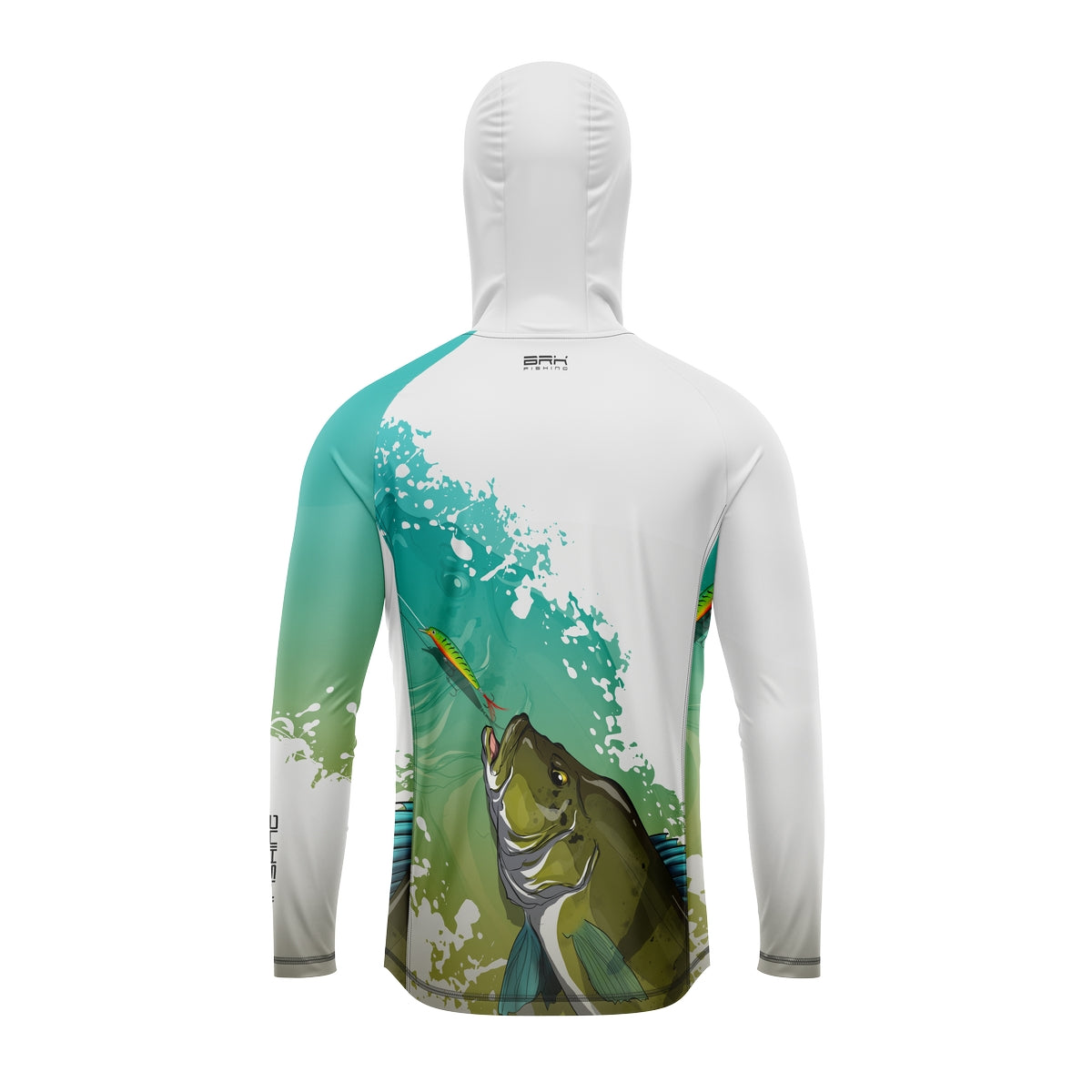 Camisa de Pesca com Capuz Brk Branca e Verde Tucunaré Azul com Proteção Solar UV50+ - Brk Fishing