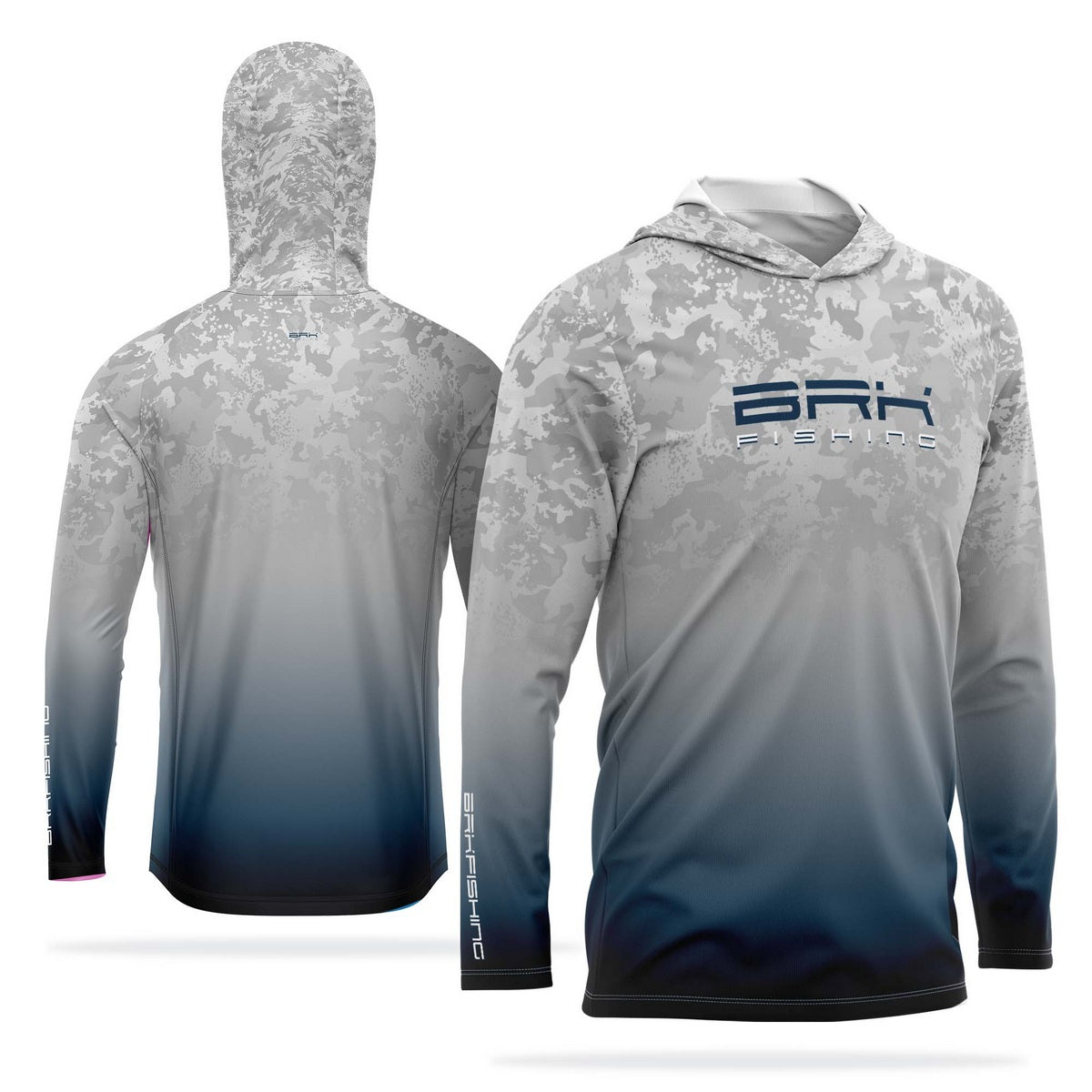 Camisa de Pesca com Capuz Brk Branco Camuflado e Azul com Proteção Solar UV50+ - Brk Fishing