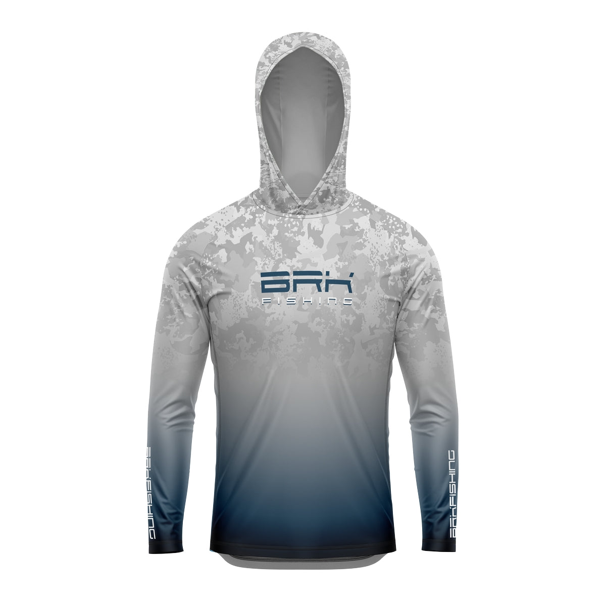 Camisa de Pesca com Capuz Brk Branco Camuflado e Azul com Proteção Solar UV50+ - Brk Fishing