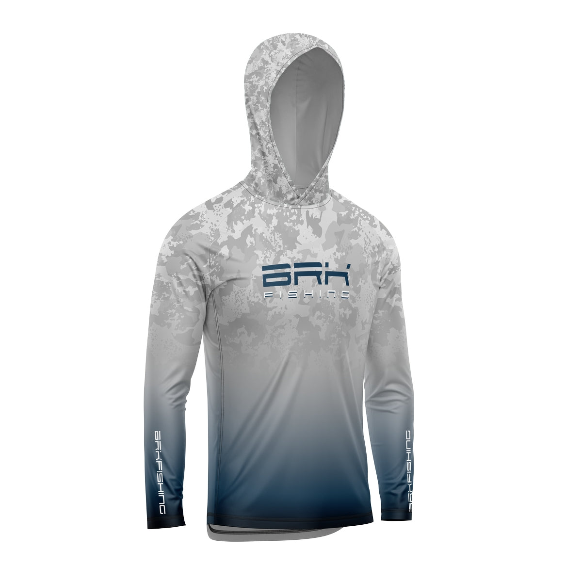 Camisa de Pesca com Capuz Brk Branco Camuflado e Azul com Proteção Solar UV50+ - Brk Fishing