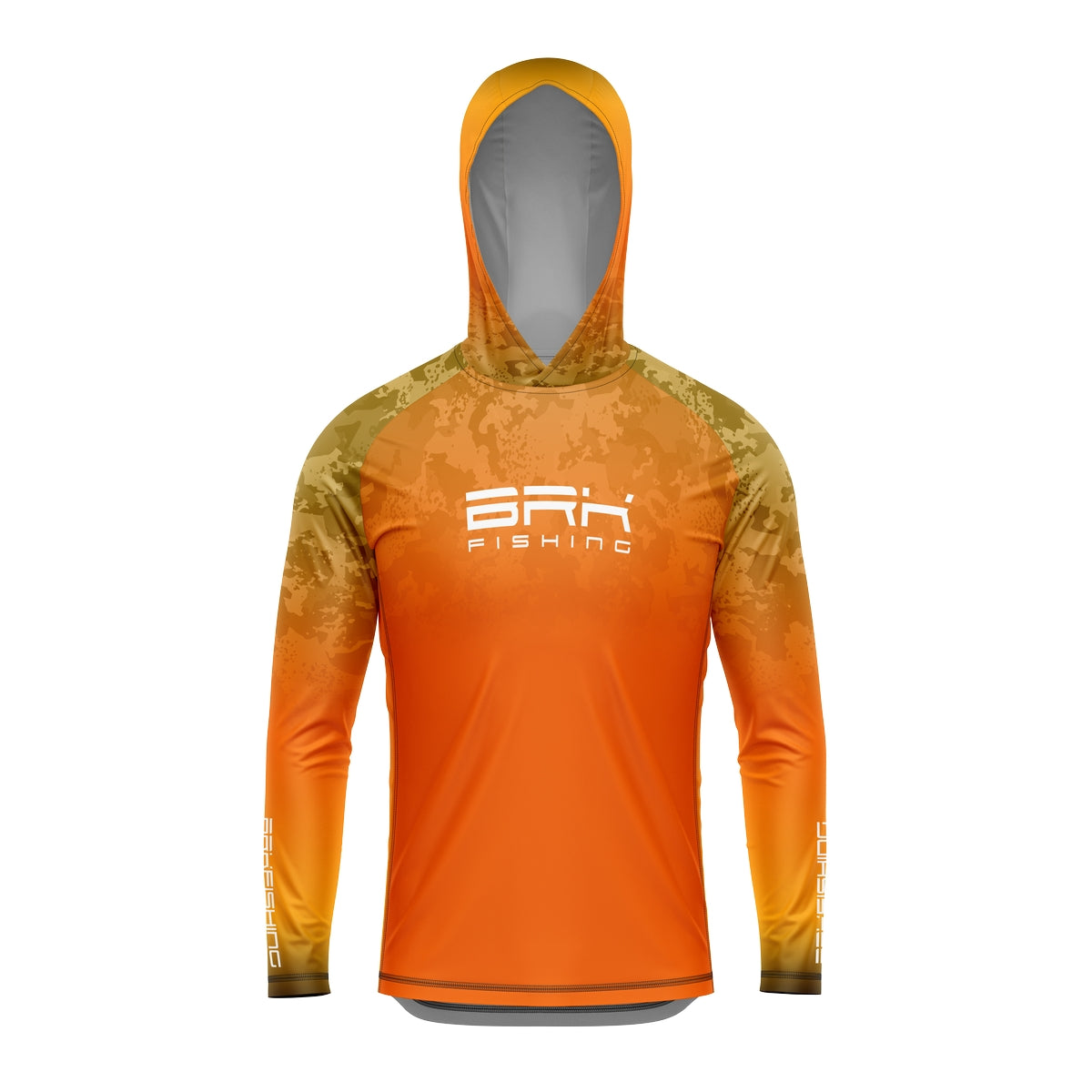 Camisa de Pesca com Capuz Brk Laranja Camuflado com Proteção Solar UV50+ - Brk Fishing