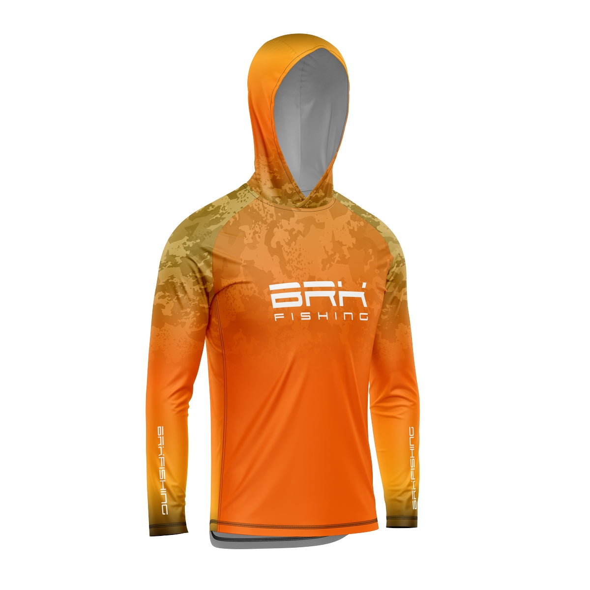 Camisa de Pesca com Capuz Brk Laranja Camuflado com Proteção Solar UV50+ - Brk Fishing