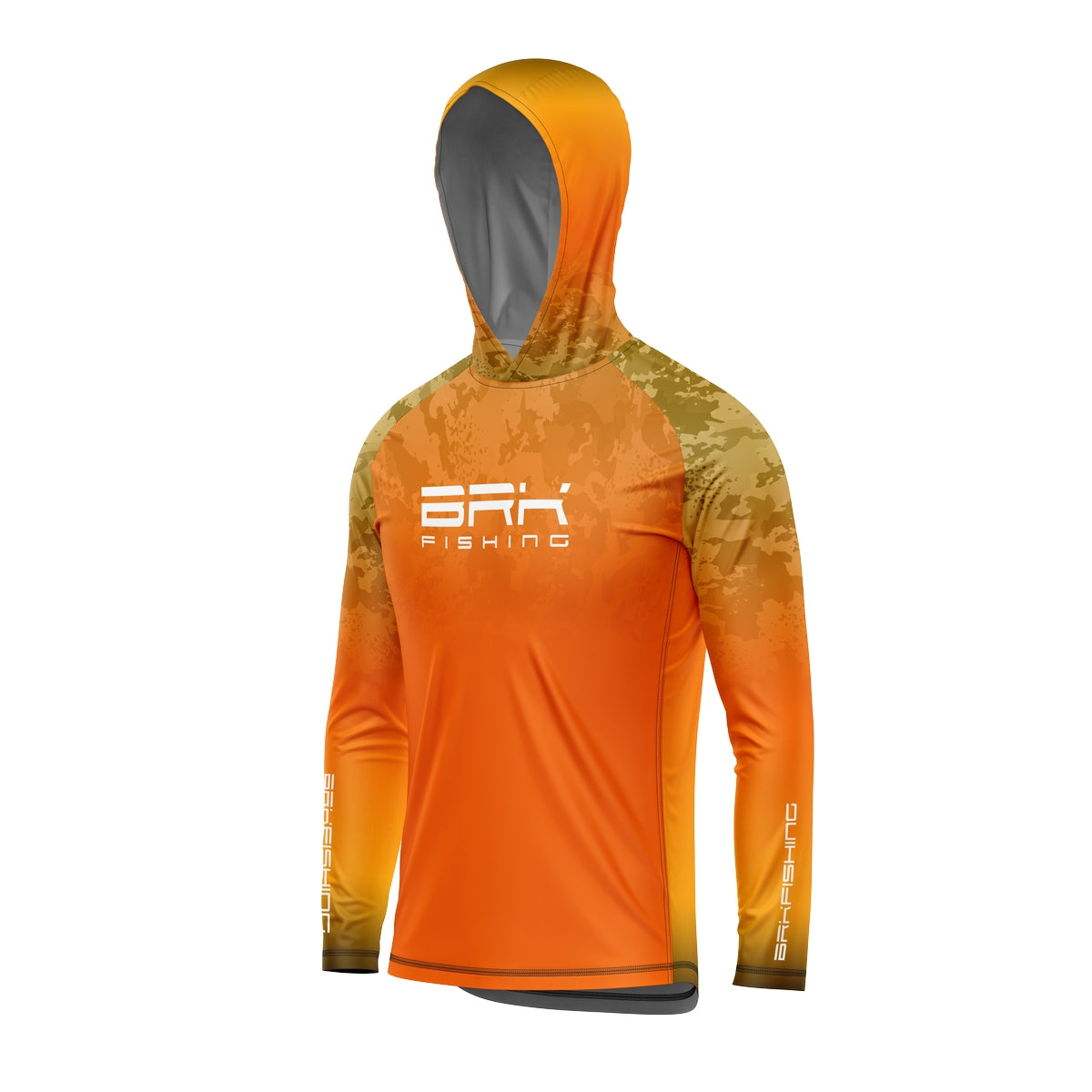 Camisa de Pesca com Capuz Brk Laranja Camuflado com Proteção Solar UV50+ - Brk Fishing