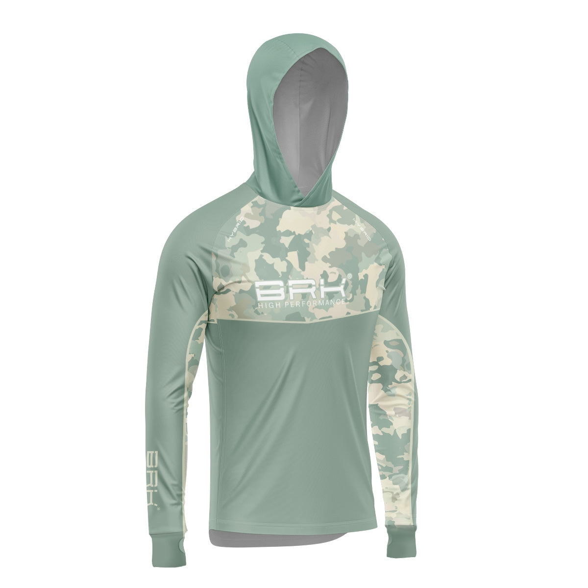 Camisa de Pesca Brk com Capuz Hybrid Camu Selva com Proteção Solar UV50+ Envio Imediato Brk Fishing