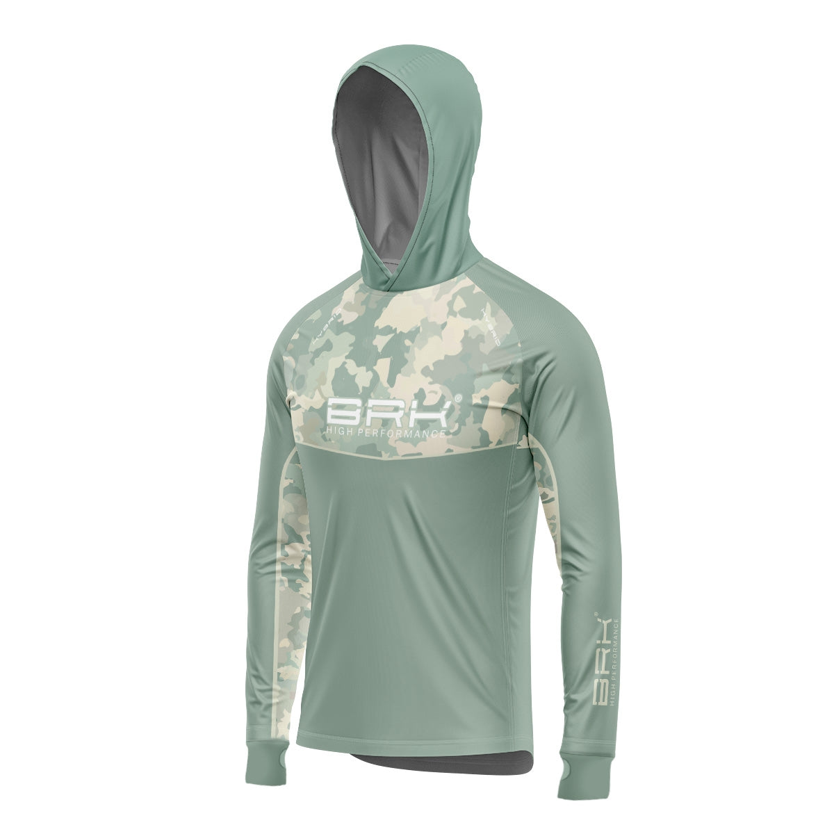 Camisa de Pesca Brk com Capuz Hybrid Camu Selva com Proteção Solar UV50+ Envio Imediato Brk Fishing
