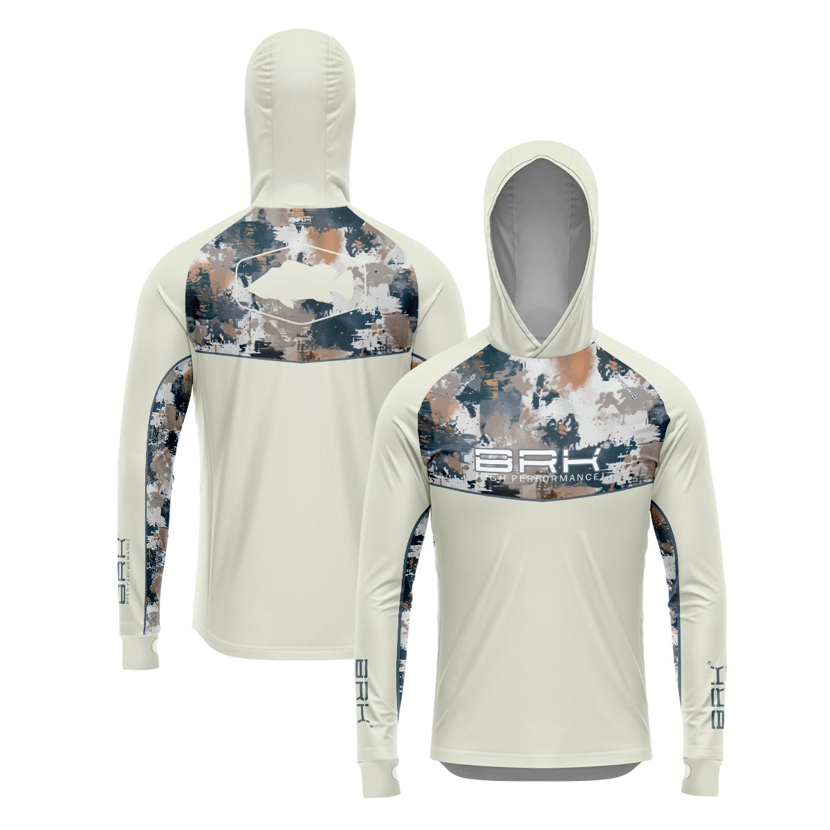 Camisa de Pesca Brk com Capuz Hybrid Camuflagem Fishing com Proteção Solar UV50+ Envio Imediato Brk Fishing