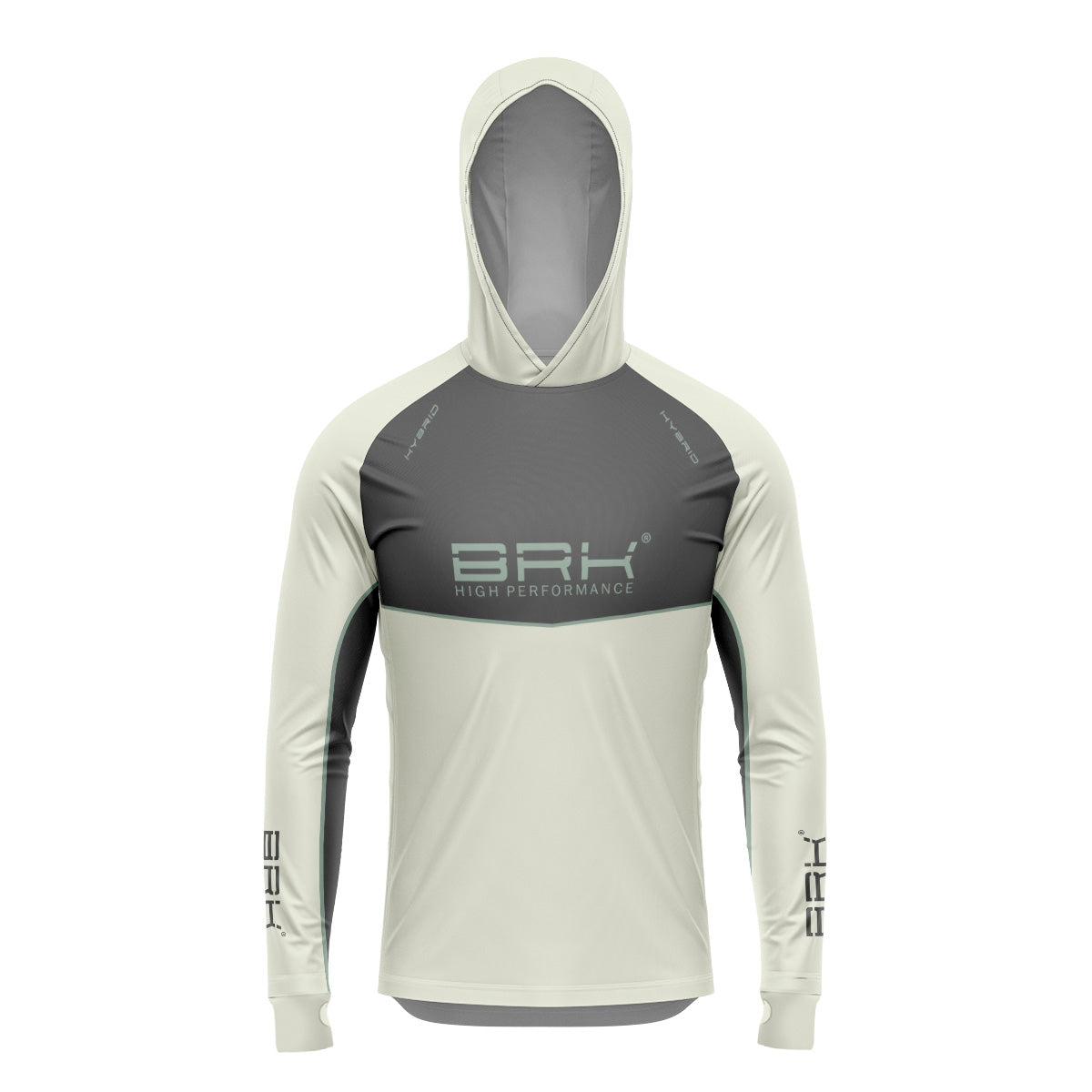 Camisa de Pesca Brk com Capuz Hybrid Cinza Bege com Proteção Solar UV50+ Envio Imediato Brk Fishing