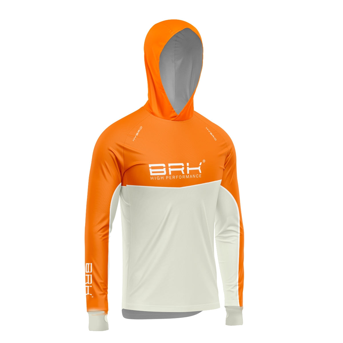 Camisa de Pesca Brk com Capuz Hybrid Laranja com Proteção Solar UV50+ Envio Imediato Brk Fishing